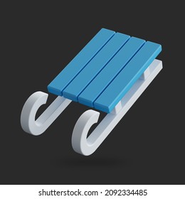 3d Icon Winter Sled Isolated On Dark Background