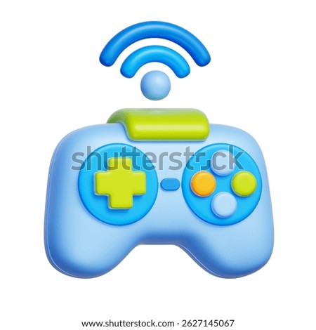 3D icon of a wireless gamepad, representing smart gaming experiences with connected device support.
