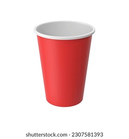 3D iilustration of Red Paper Cup isolated on white background
