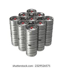 3D iilustration of  Stack Of Beer Kegs isolated on white background