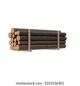 3D iilustration of Timber Stack.   isolated on white background