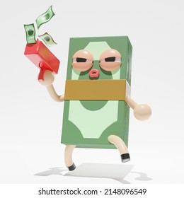 3D Illastration Money-man And Money Gun.