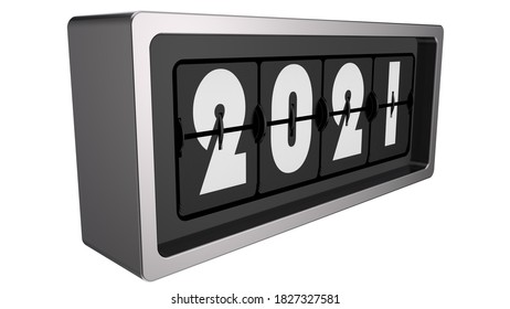 3D Illustration 2021 Flip Flap Clock