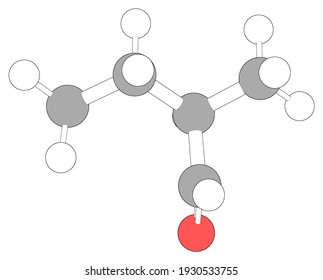 3D Illustration Of 2-Methylbutyraldehyde, An Additive Found In Cigarettes. Also Found In Tuber Melanosporum, Called The Black Truffle, Périgord Truffle Or French Black Truffle.