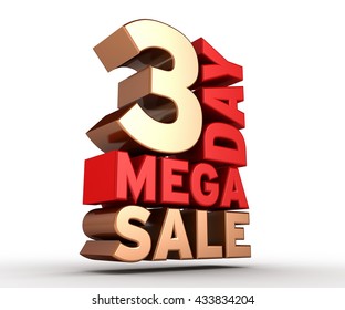 3D Illustration Of 3 Day Mega Sale At Eid, Perspective View