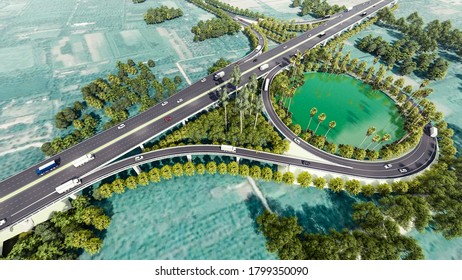 3d Illustration 3 Levels Interchange Highway Stock Illustration ...