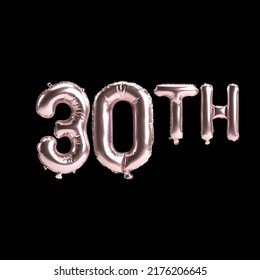 3d Illustration Of 30th Pink Balloons Isolated On Background