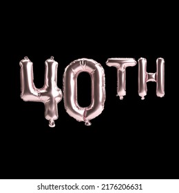 3d Illustration Of 40th Pink Balloons Isolated On Background