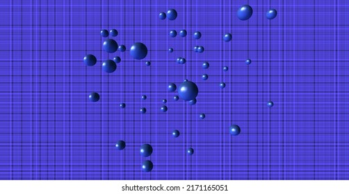 3d Illustration About Blue Spheres Floating Over A Lined Lavender And Purple Background Whit A Design Similar To A Kilt