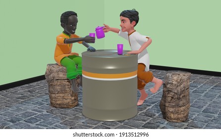 3D Illustration About Brotherhood, Nice Momentum, Peace, Happy, Friendship