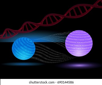 3d Illustration About The Use Of DNA As A Medium For Digital Data Storage