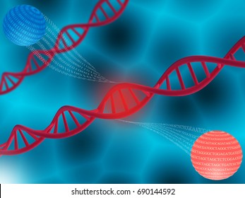 3d Illustration About The Use Of DNA As A Medium For Digital Data Storage