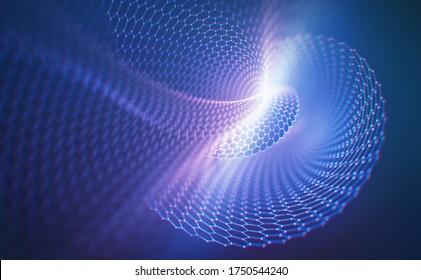 3D Illustration Abstract Background. Conceptual Image With Hexagonal Structure Connection. Graphene Concept.