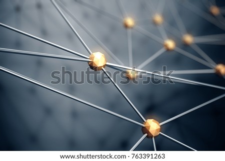 3D Illustration abstract background, connection and lines of technology. Abstract background network and cloud computing.