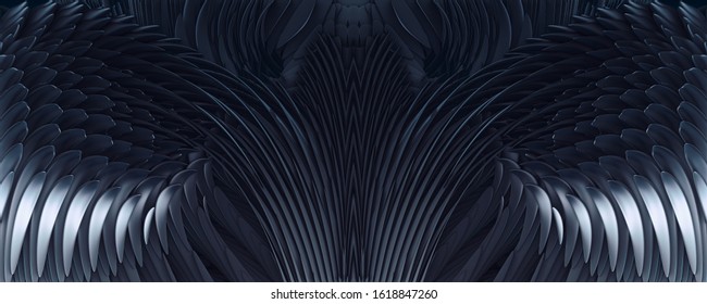 3d Illustration Abstract Black Demon Wings Background