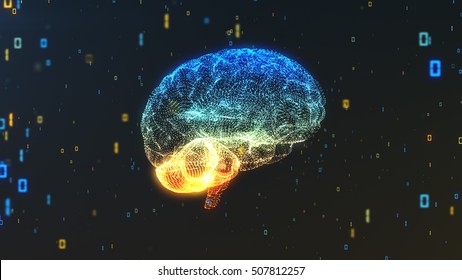 3D Illustration Of Abstract Brain Symbolising Digital Data And Computing