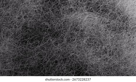 3D illustration of abstract hand-drawn scribble texture. Black and white macro felt surface, high detail, perfect for backgrounds, design projects, or artistic compositions.