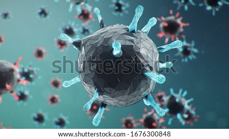 3D illustration, abstract pathogen as a type of flu - H1N1, hepatitis viruses, influenza virus, flu, aids. Virus abstract background. Virus infects human cells. Infection causing chronic disease.