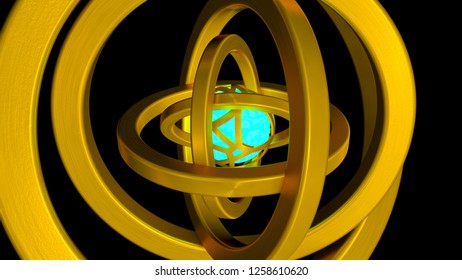 3D Illustration Of Abstract Perpetual Motion Machine.