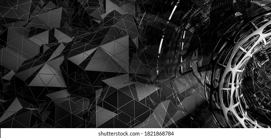 3D illustration of abstract technology digital hi tech concept ready for banner background