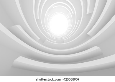 Abstract White Round Tunnel Interior Perspective Stock Illustration ...