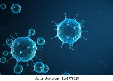 3d Illustration Abstract Viral Infection Causing Chronic Disease. Hepatitis Viruses, Influenza Virus H1N1, Flu, Cell Infect Organism, Aids. Virus Abstract Background.