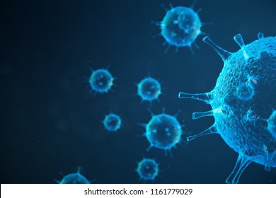 3d illustration abstract viral infection causing chronic disease. Hepatitis viruses, influenza virus H1N1, Flu, cell infect organism, aids. Virus abstract background.