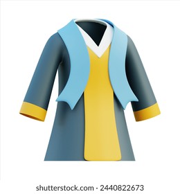 A 3d illustration of an academic gown and sash in blue and yellow, representing graduation attire and academic success - Powered by Shutterstock