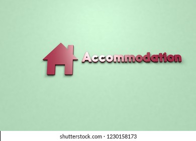 3D Illustration of Accommodation with red text on green background