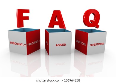 3d Illustration Of Acronym Faq - Frequently Asked Questions Box.