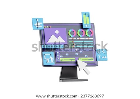 3D Illustration of Advanced Editing Software for Video