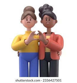 3D illustration of affectionate couple embrace make heart symbol.3D rendering on white background.
 - Powered by Shutterstock