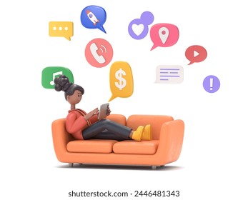 3D illustration of african american woman Coco sleeping and dreaming of something. 3D illustration relax concept, Tired man sleeping. 3D rendering on white background - Powered by Shutterstock