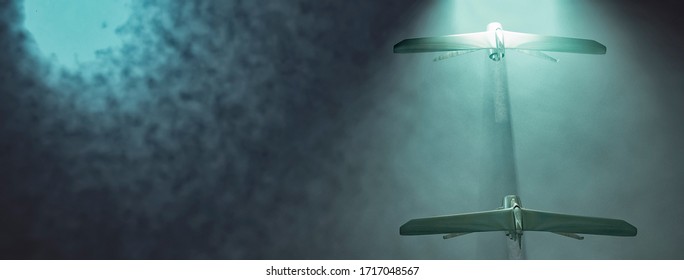 3d Illustration Of Airplane Prototype Furrowing The Sky