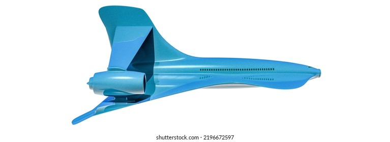 3d Illustration Of Airplane Prototype Furrowing The Sky