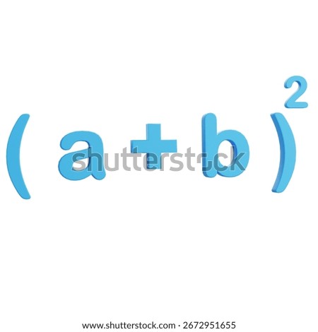 3d illustration of algebraic formula (a+b)², representing mathematics education, calculation, study, school subject, solving numbers, geometry, and learning.