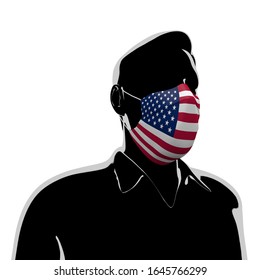 3D Illustration. America Flag Mask. Prevent Virus Invasion. Prevent Colds.