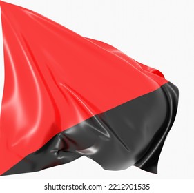 3d Illustration Of Anarchism Flag On Wavy Shiny Fabric Isolated On White