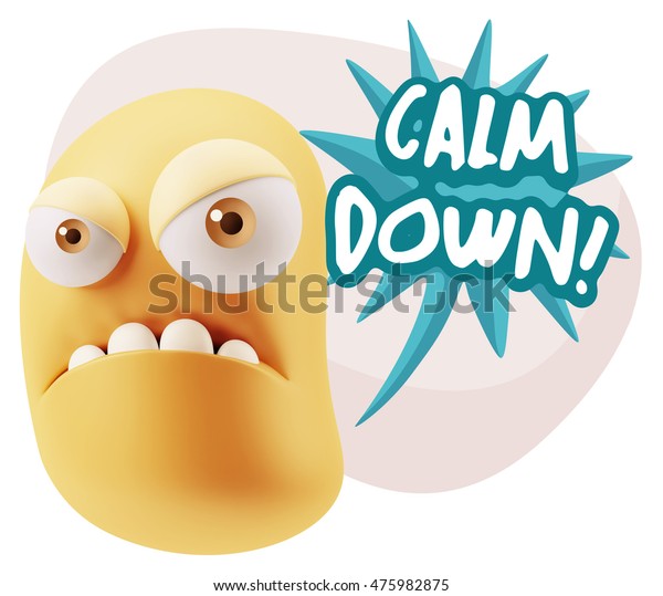 3d Illustration Angry Face Emoticon Saying Stock Illustration 475982875