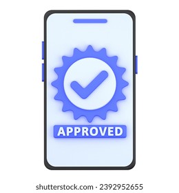 3d illustration of Approved Mobile. verification 3D icon concept. 3d render