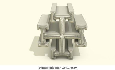 A 3D Illustration of an architectural structure based on a Christian Cross. Artists, Designers, Architects, Estate Developers, Engineers, and Construction Workers must see.