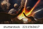 A 3D illustration asteroid strike that would lead to the extinction of the dinosaurs 65 million years ago.