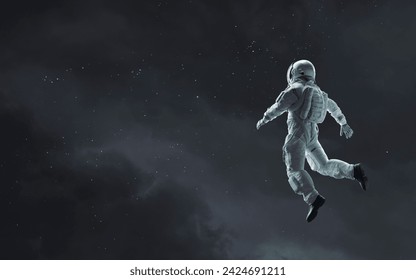 3D illustration of astronaut and deep space clipart. High quality digital space art in 5K - realistic visualization