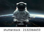 3D illustration of Astronaut at the Earth orbit. 5K realistic science fiction art. Elements of image provided by Nasa