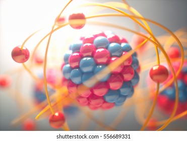 3D Illustration of an atom, that is the smallest constituent unit of ordinary matter that has the properties of a chemical element.