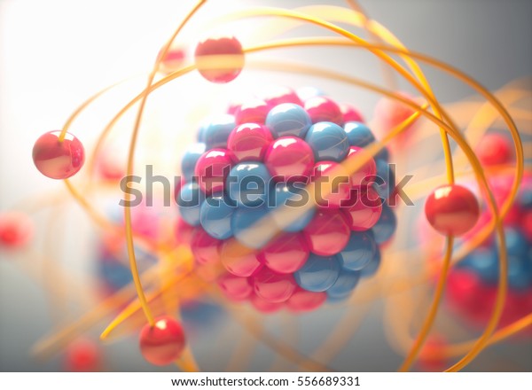 3D Illustration of an atom, that is the smallest\
constituent unit of ordinary matter that has the properties of a\
chemical element.