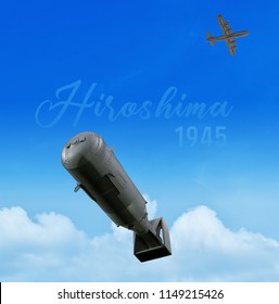 3d Illustration Atomic Attack On Hiroshima And Nagasaki 1945 Enola Gay Dumps A Little Boy Bomb On Hiroshima
