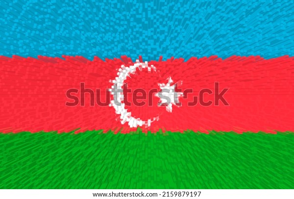 3d\
illustration of Azerbaijani flag. The flag of Azerbaijan is blue,\
red and green with a moon and star in the\
center.