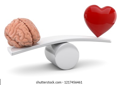 3d Illustration Balance Heart Or Reason