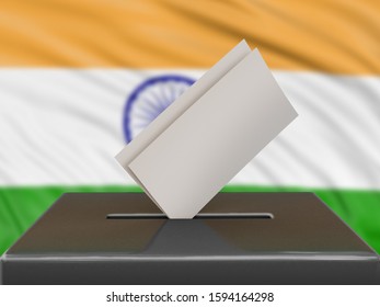 3d Illustration Ballot Box Indian Flag Stock Illustration 1594164298 ...